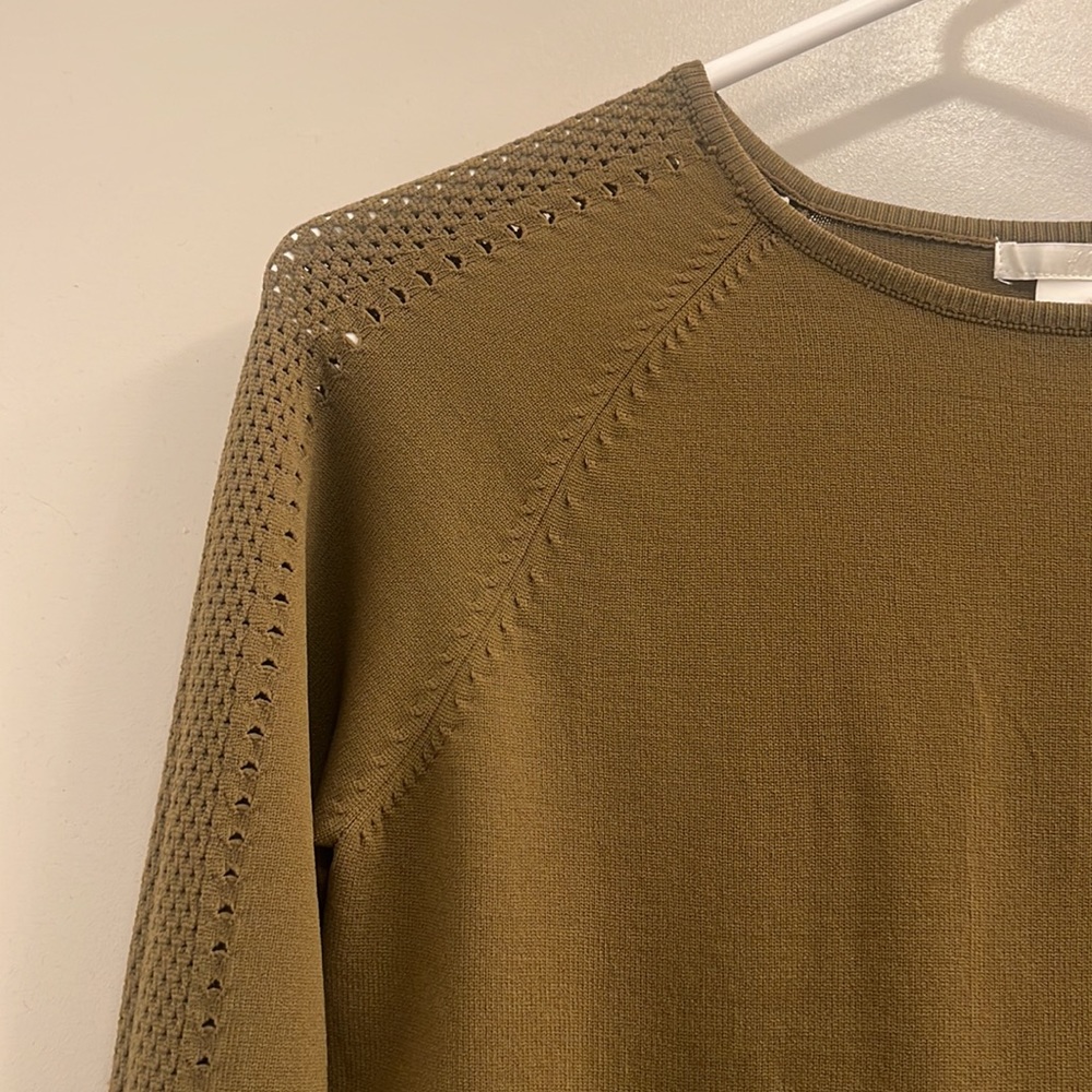 H&M Olive Green Long Sleeve Top with Knit detail on sleeve NWT size S
